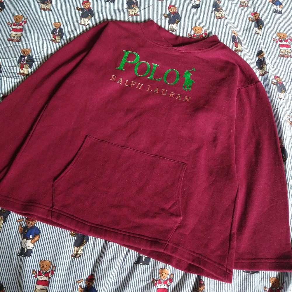 Vintage Polo Boot Spellout Crewneck Ralph Lauren Med Pocket Sweater Sweatshirt